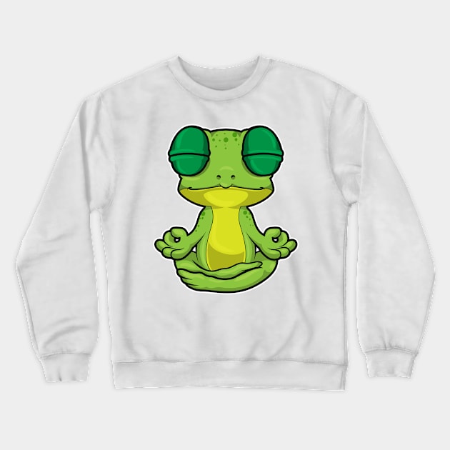 Frog at Yoga Stretching exercises in Cross-legged Crewneck Sweatshirt by Markus Schnabel